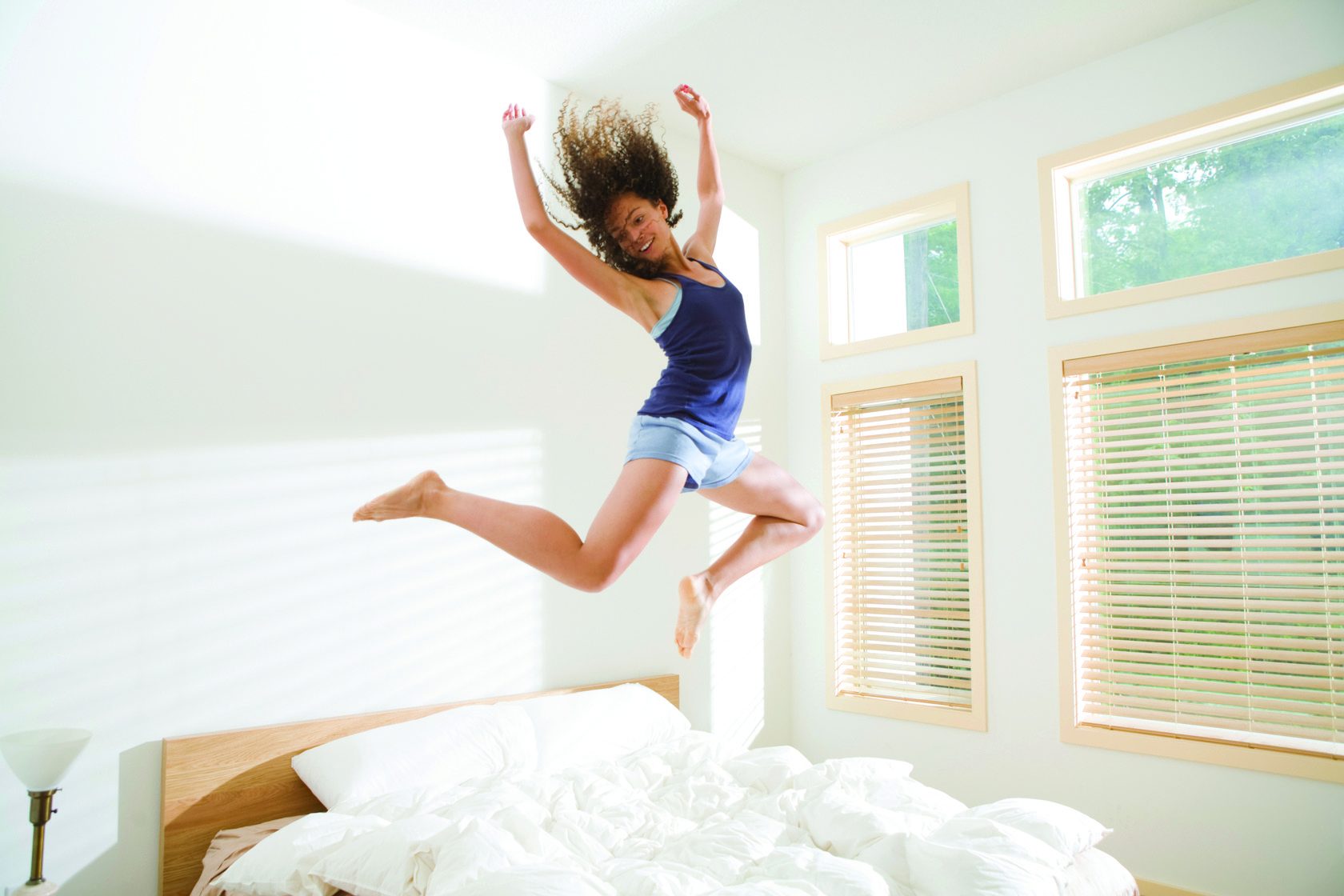 jumping on bed out of bed