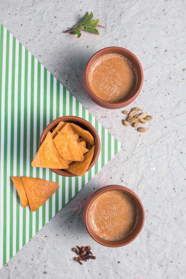 2 cups of chai and a snack